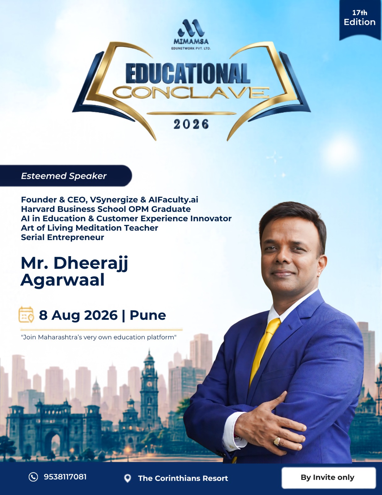 Dheeraj — Keynote Speaker, MIMAMSA - An Educational Conclave & Awards 2026 - Pune (17th Edition) | Mimamsa Edunetwork
