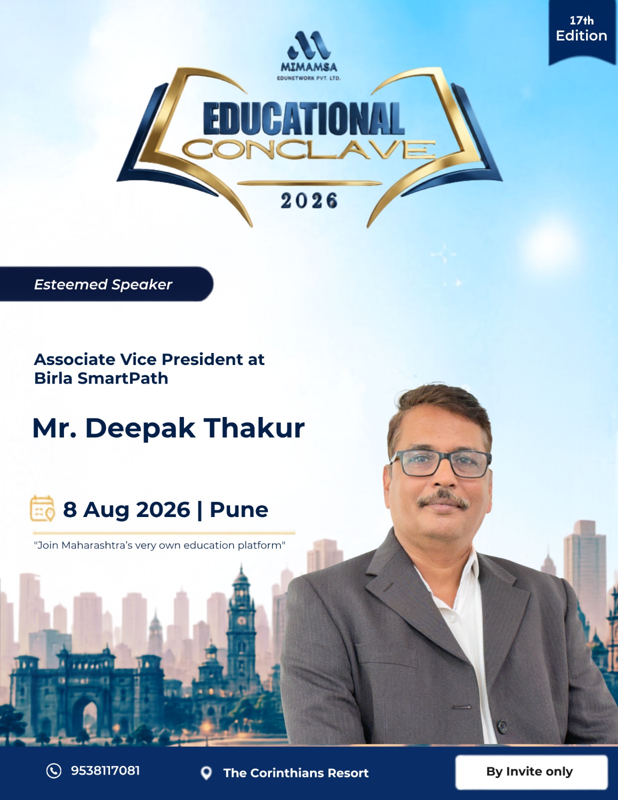 Deepak — Keynote Speaker, MIMAMSA - An Educational Conclave & Awards 2026 - Pune (17th Edition) | Mimamsa Edunetwork